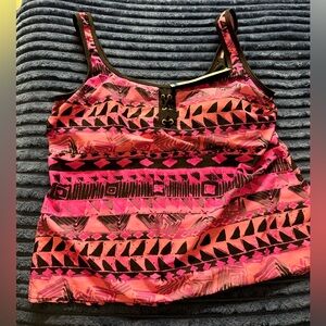 Pink and Black Geometric Swim Tank